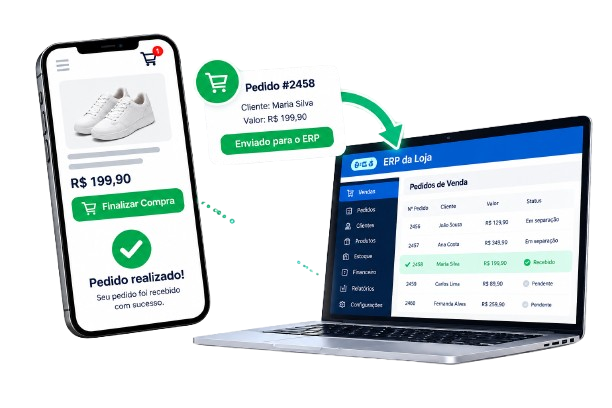 Pedido feito no site chegando automaticamente no painel do ERP